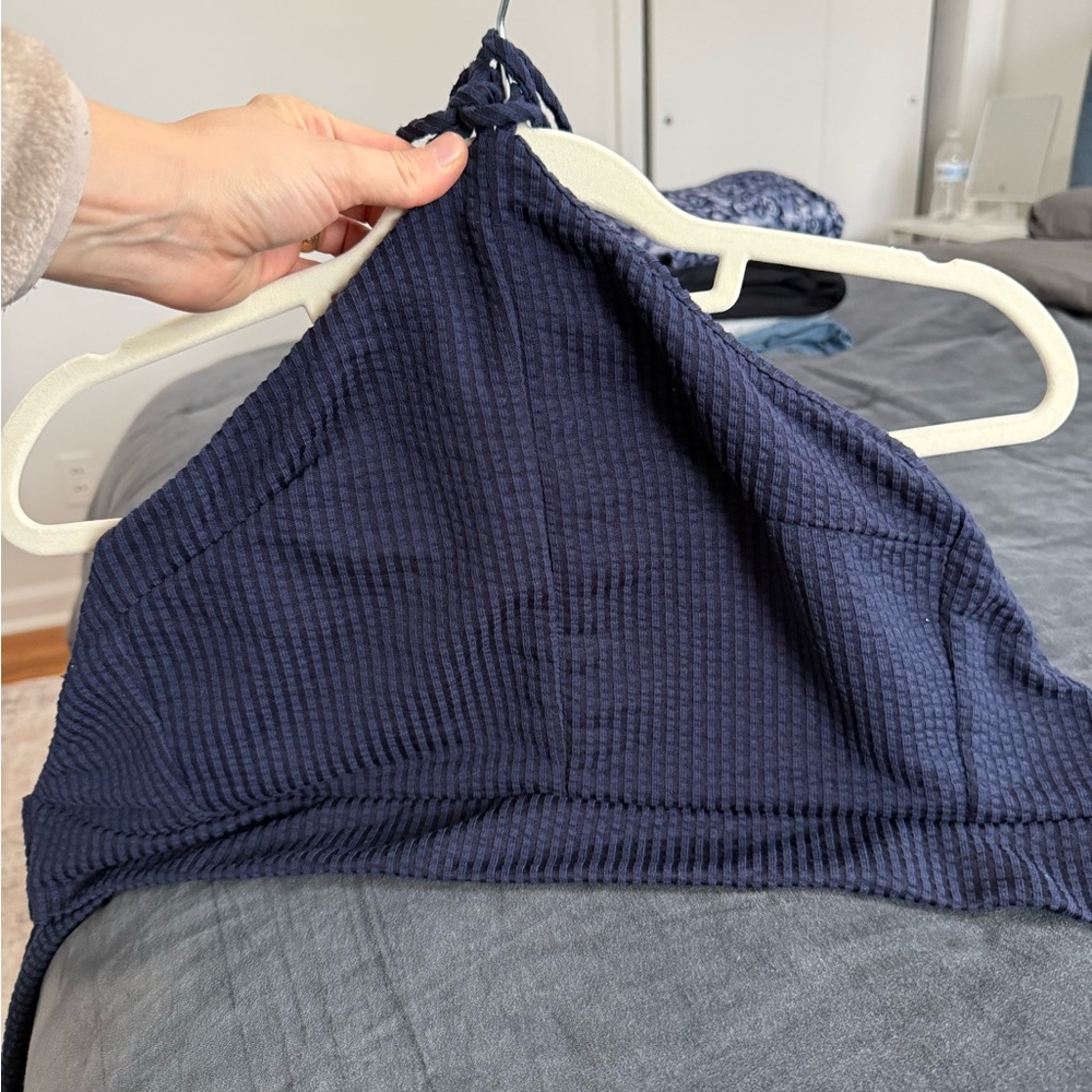 Lulu's Deep Blue Ribbed Halter Tank